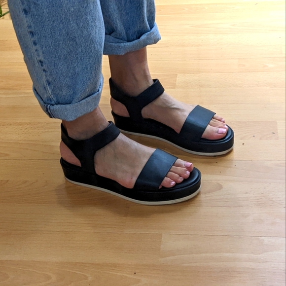 COS Shoes - COS Black Platform Leather Sandals